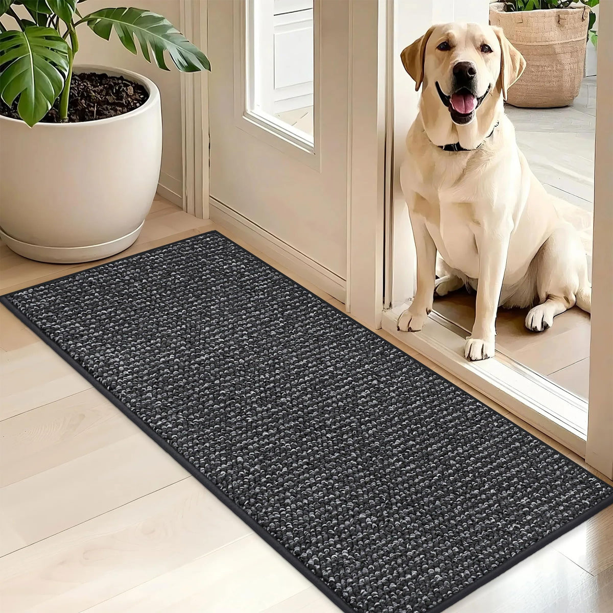 BEQHAUSE Dirt Trapper Door Mat 20" x 32", Non-Slip Washable Doormats, Brown