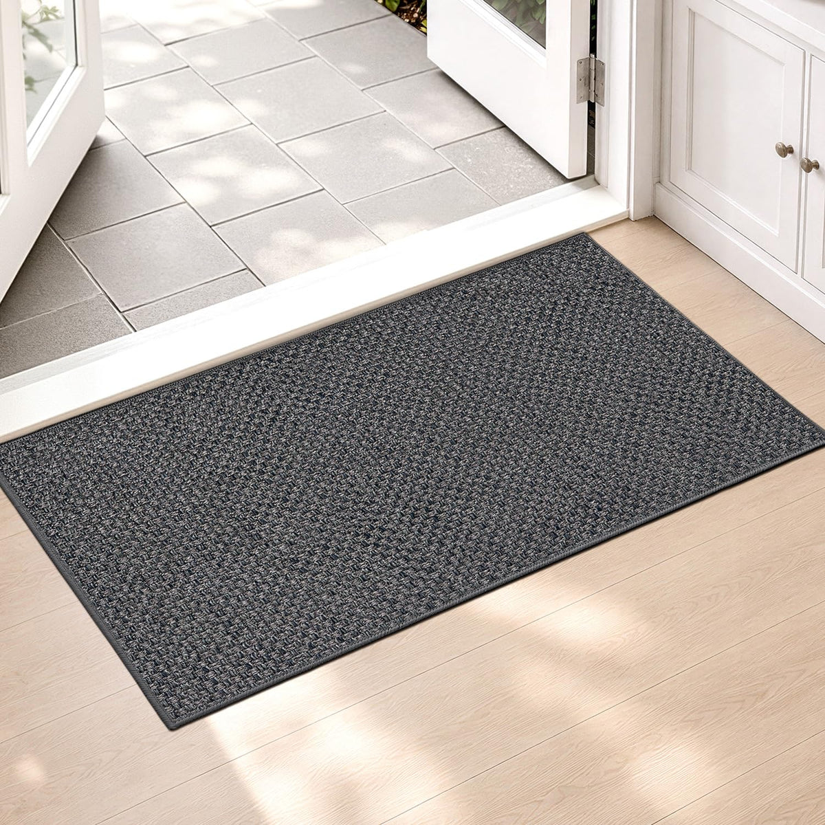 Color&Geometry Ultra-Thin Indoor Door Mat Entrance, 17"x30" Heather Khaki