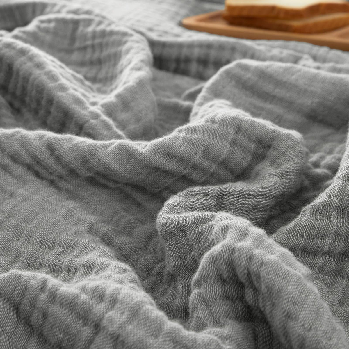 PHF 100% Cotton Muslin Blanket for Adults, Queen Size 90"X90", Taupe