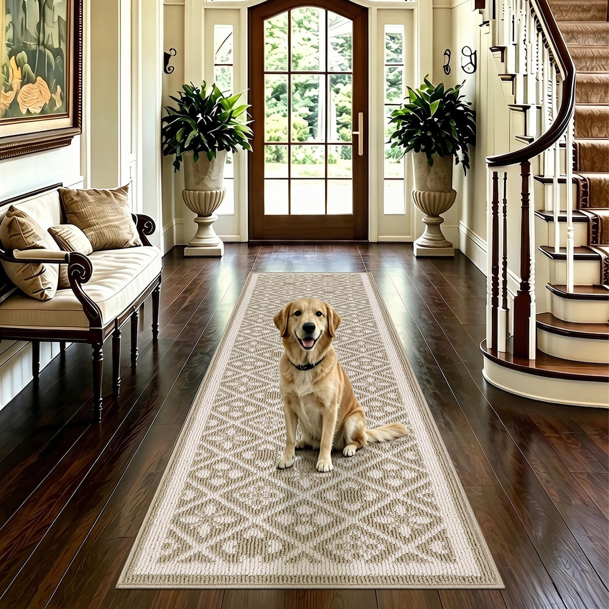 Ileading Fall Indoor Door Mat Washable Orange Muddy Rugs for Dogs 2x3ft