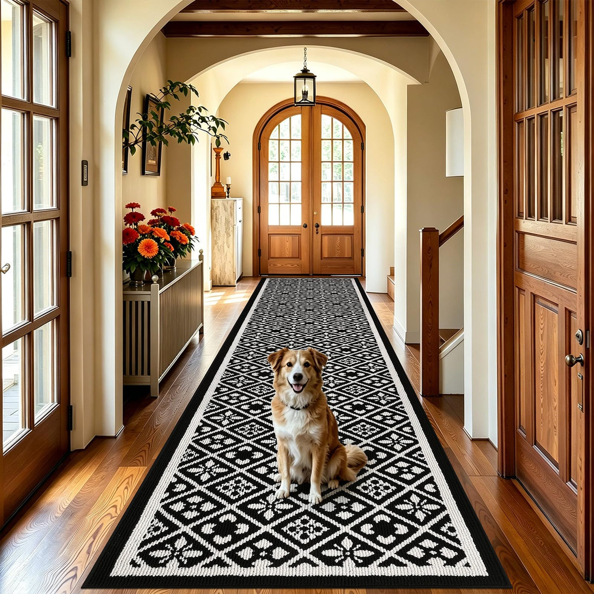Ileading Fall Indoor Door Mat Washable Orange Muddy Rugs for Dogs 2x3ft