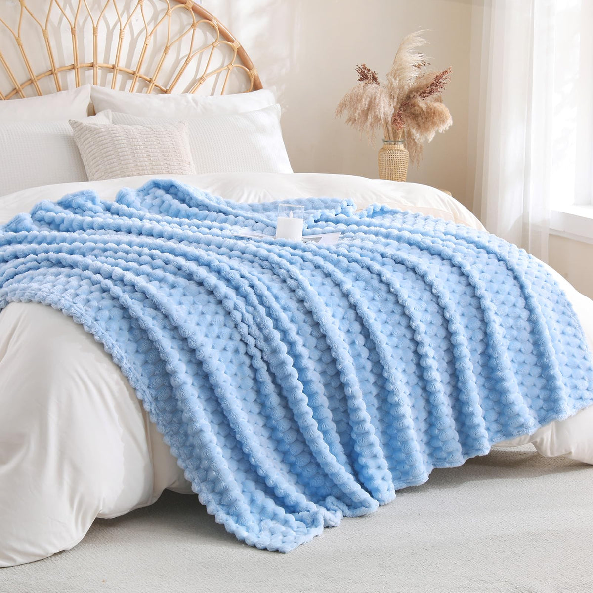 Fleece Throw Blanket, Light Brown, 50"×60" for Couch Sofa Bed