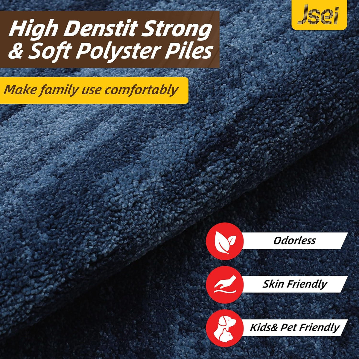 JSEI Dirt Trapper Door Mat 20"x32", Non-Slip Doormat, Blue