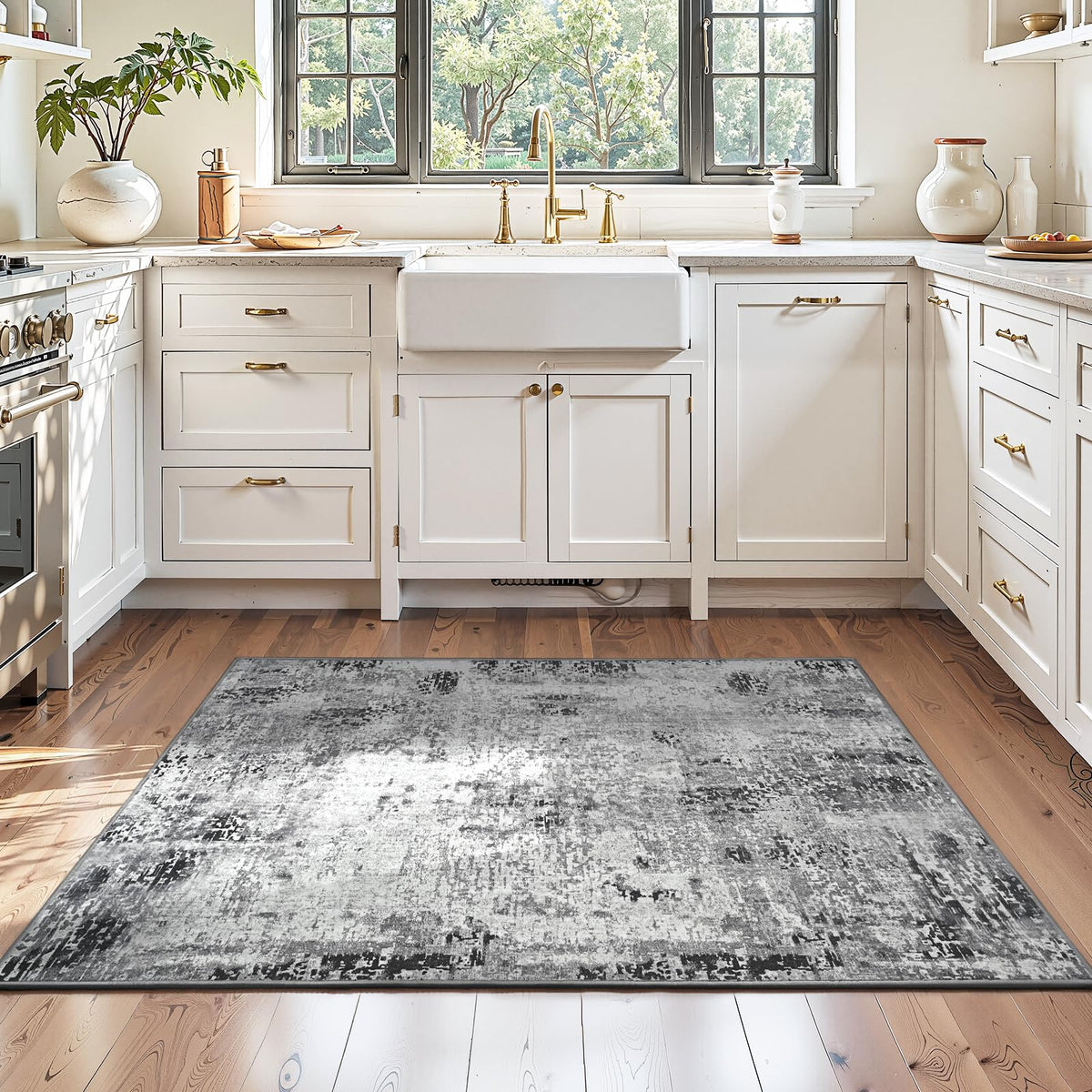 Entrance Rugs Indoor 2x3 Grey Entry Rug Washable Abstract Small Area Rug Non-Slip Low Pile Throw Rugs for Entryway, Kitchen Floor, Front Door Indoor Door Mat, Bathroom, Bedroom Bedside