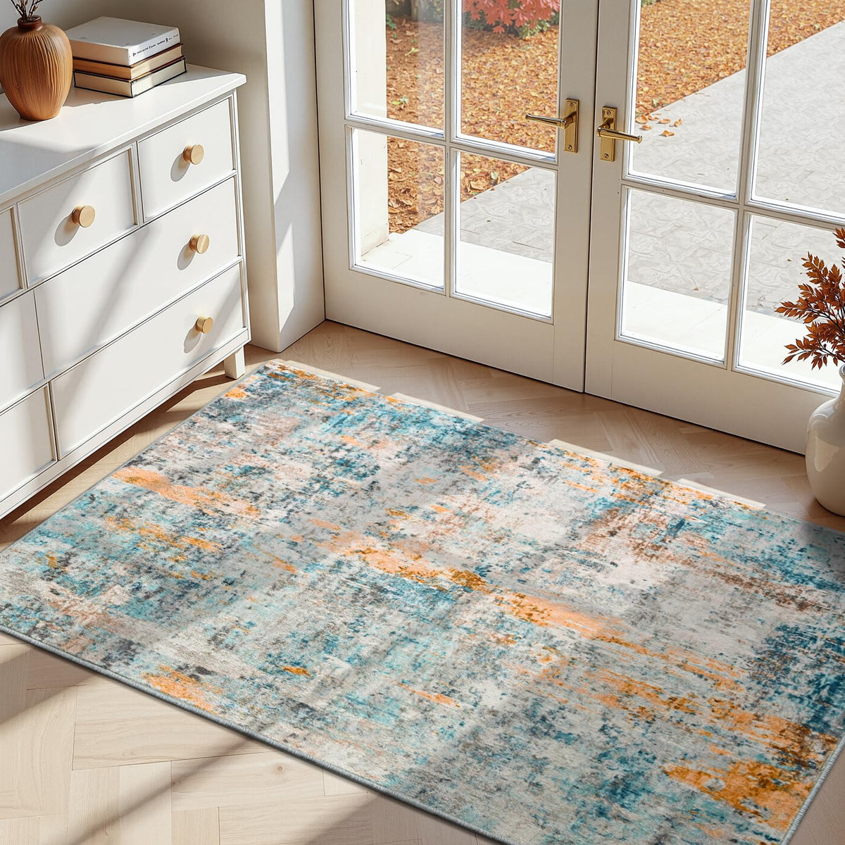 Entrance Rugs Indoor 2x3 Grey Entry Rug Washable Abstract Small Area Rug Non-Slip Low Pile Throw Rugs for Entryway, Kitchen Floor, Front Door Indoor Door Mat, Bathroom, Bedroom Bedside