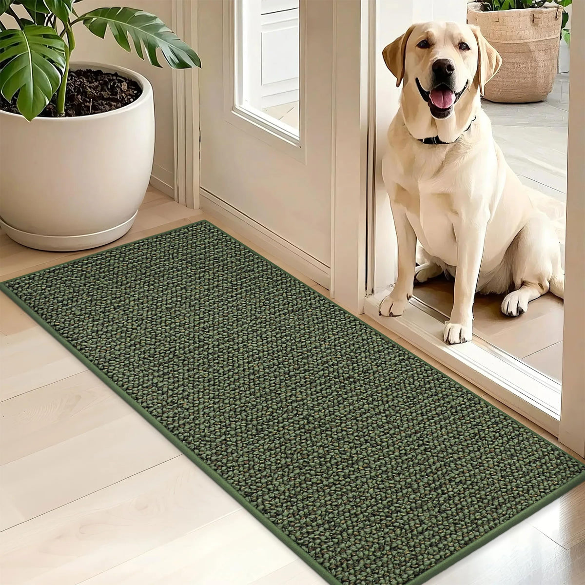 BEQHAUSE Dirt Trapper Door Mat 24" x 36", Non-Slip Washable Doormats, Beige
