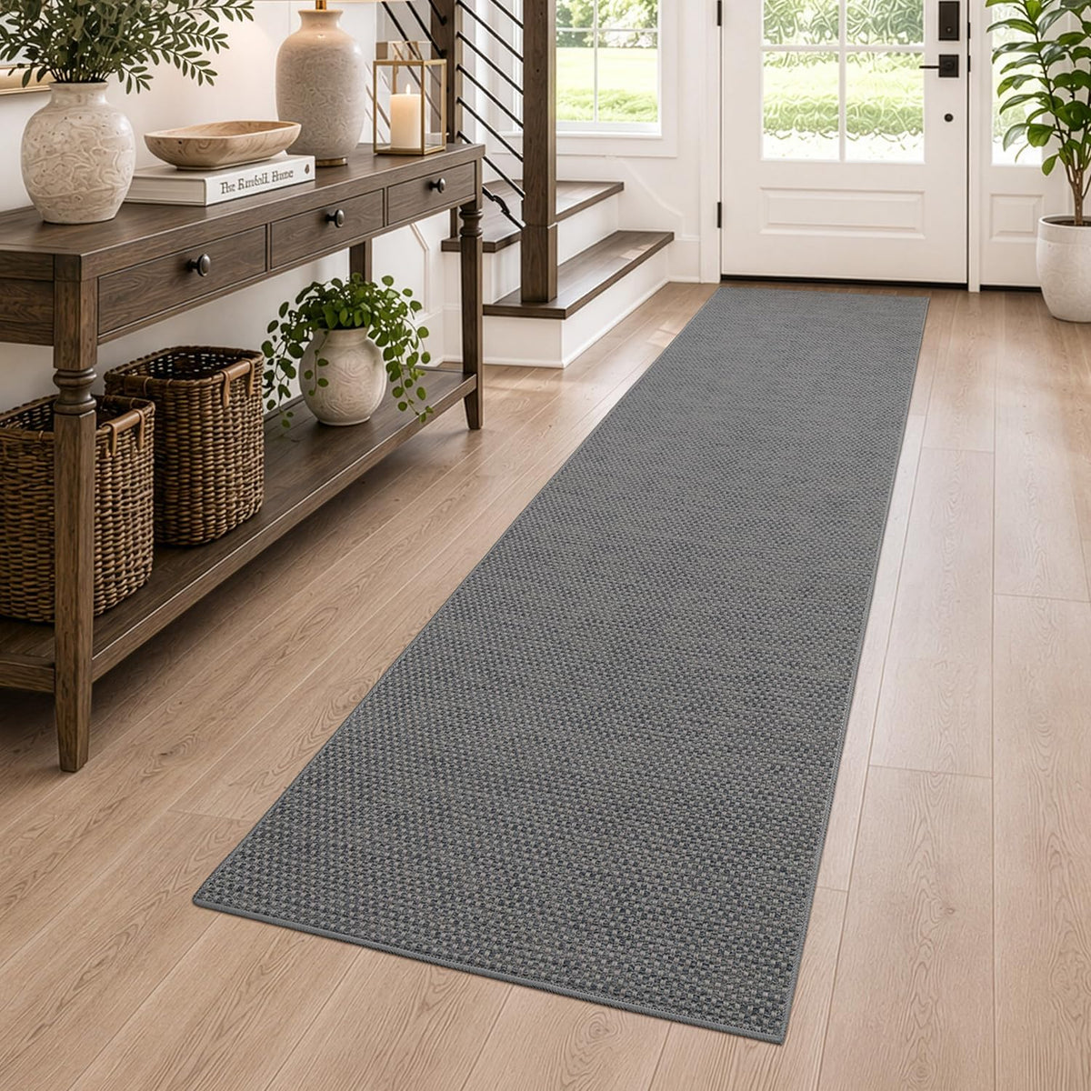 DEXI Thin Door Mat Indoor Entrance 24x36, Non Slip Entryway Mat, Dark Beige