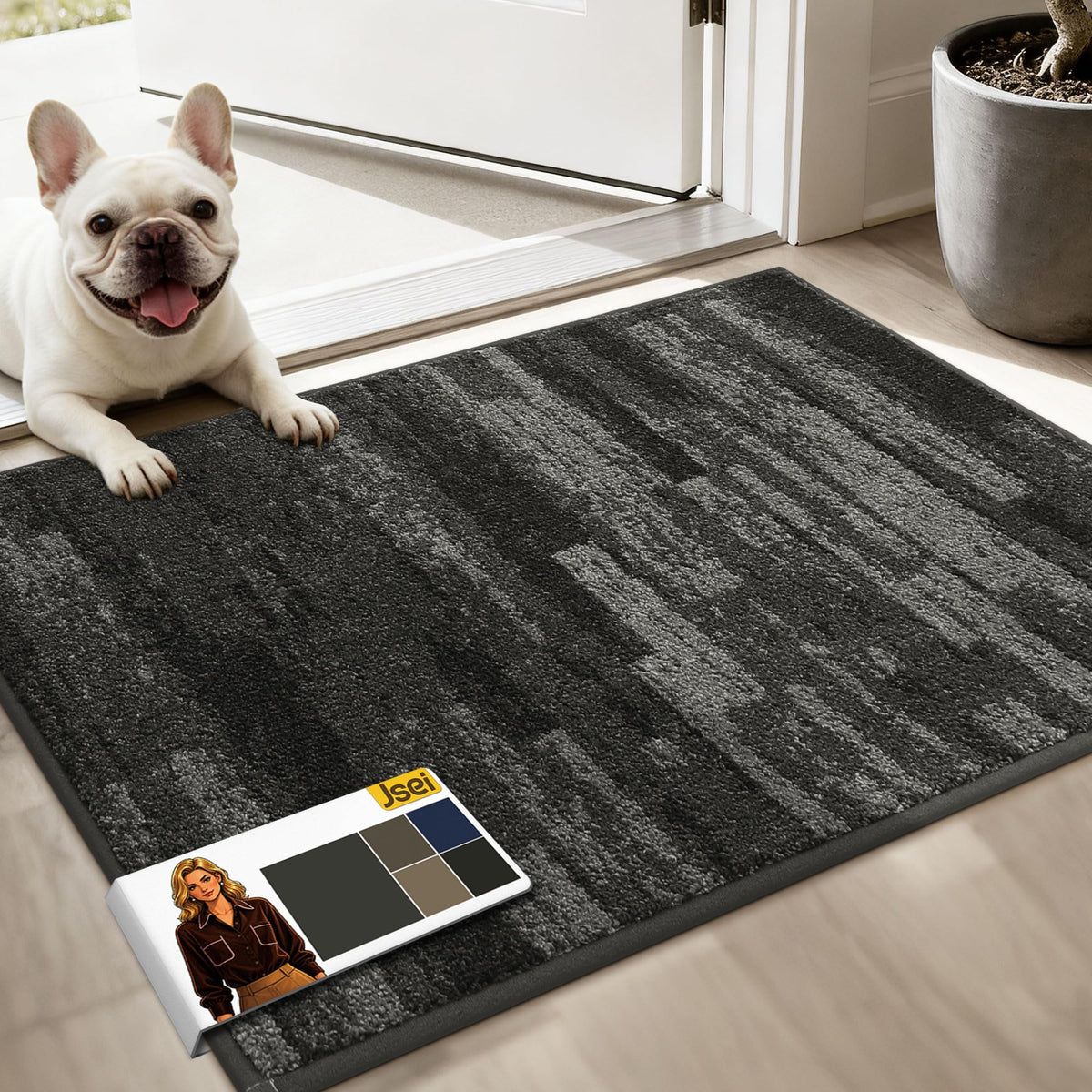 JSEI Dirt Trapper Door Mat 20"x32", Non-Slip Doormat, Blue
