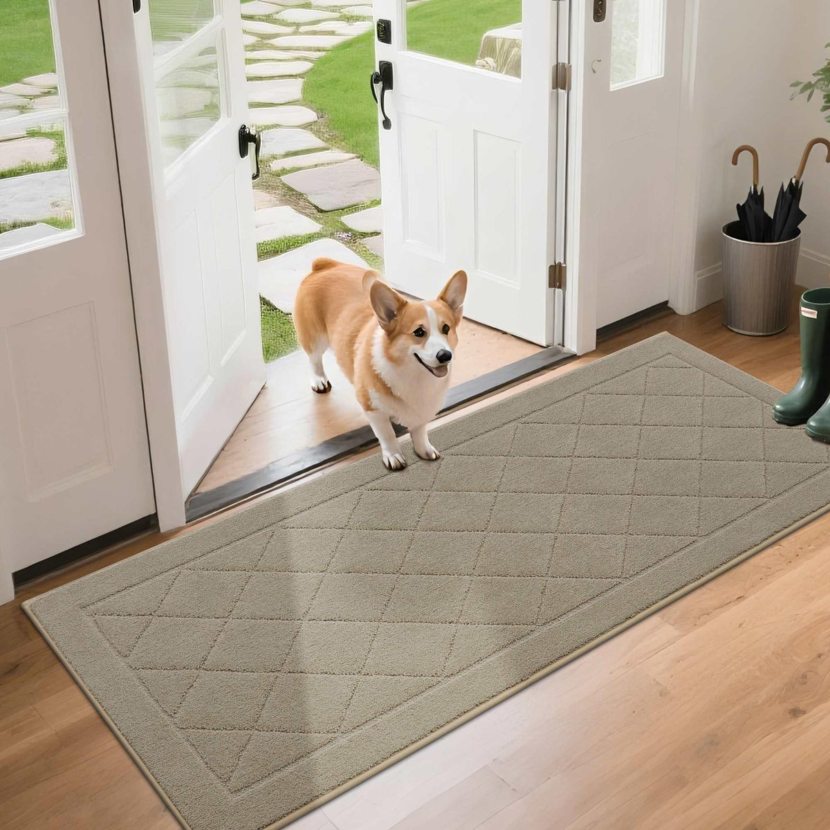 BEQHAUSE Dirt Trapper Door Mat 20" x 32", Doormat Non-Slip, Navy Blue