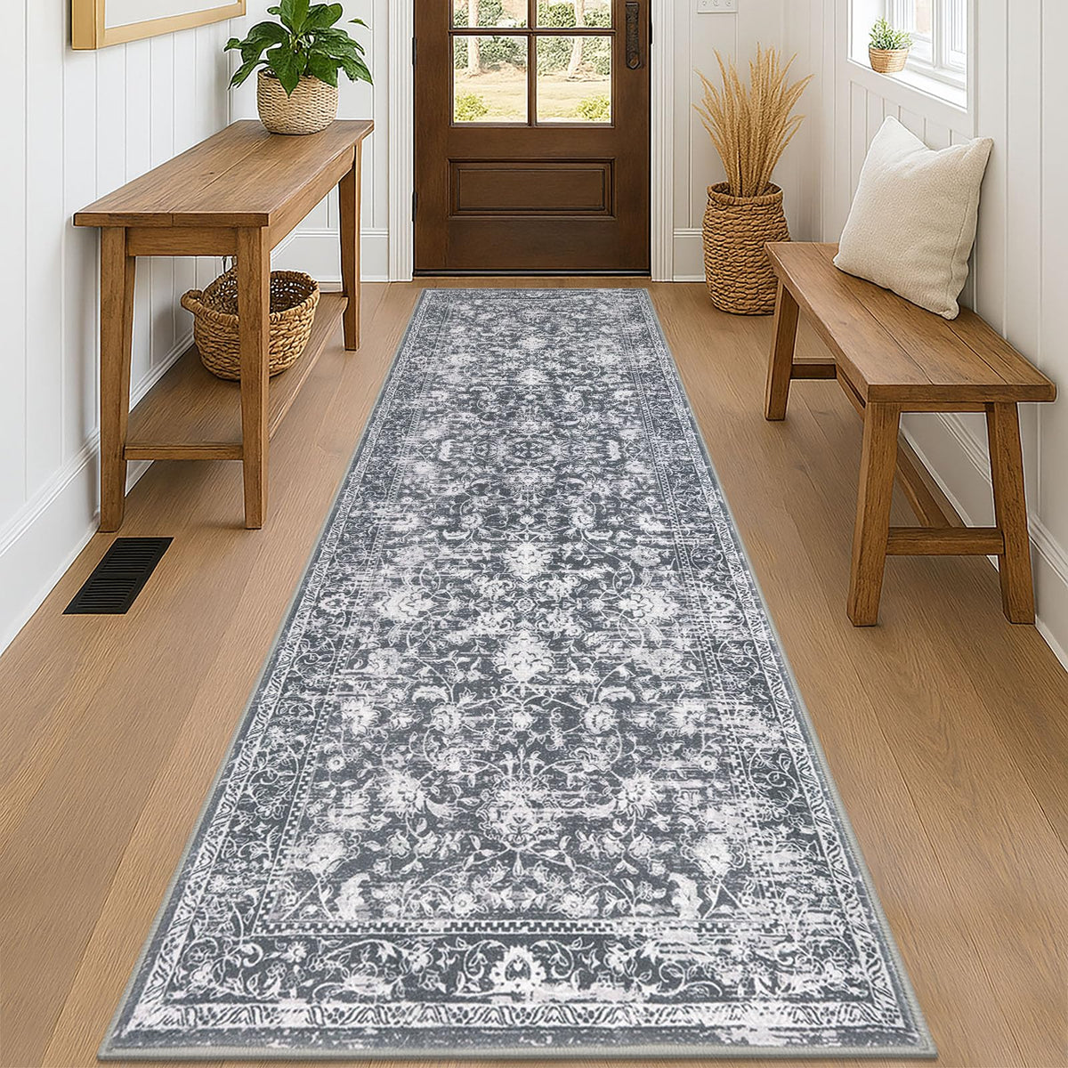 KILOCOCO 2x3 Washable Rug Small Entryway Rugs Indoor Door Mat, Blue/Navy
