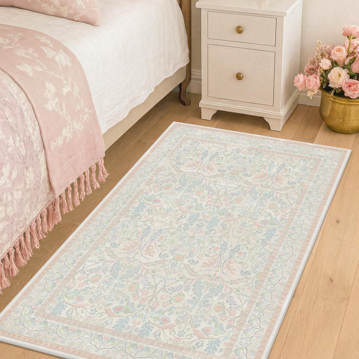 Dark Brown 2x3 Washable Entry Rug, Throw Small Rugs for Entryway Kitchen Bathroom Indoor Door Mat, Farmhouse Floral & Botanical Door Mats, Low Pile Soft Stain Resistant Carpet
