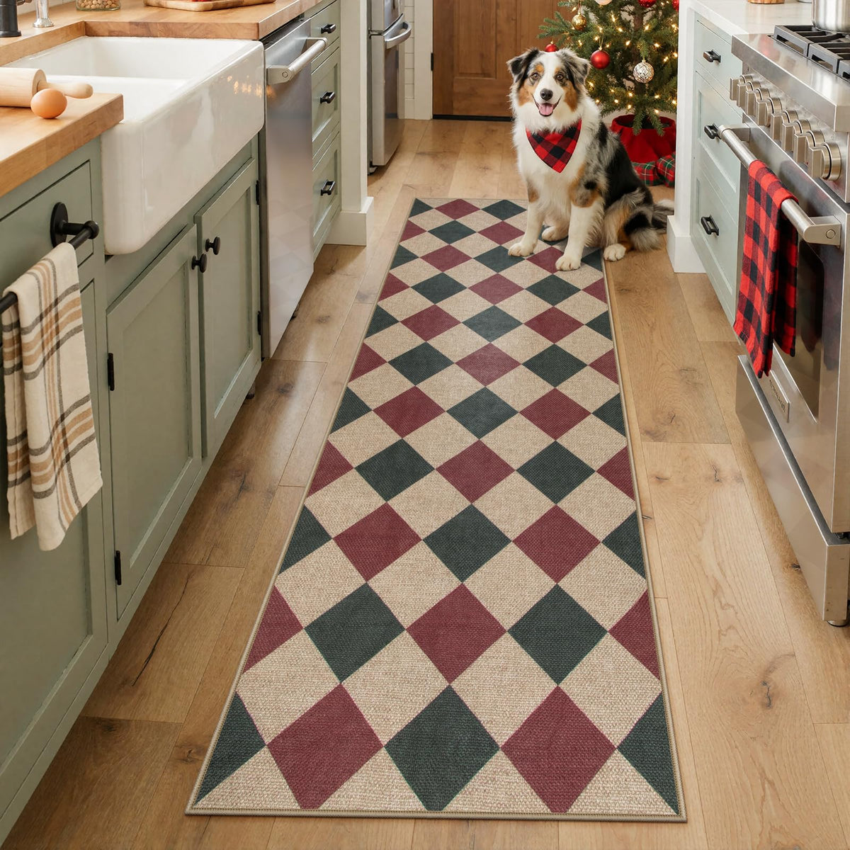 Lahome Checkered Easy Jute Non Slip Front Door Mat, 2x3 Kitchen Rug Neutral Small Throw Rug, Farmhouse Diamond Washable Non Shedding Low Pile Black Floor Carpet for Entryway Front Porch Doorway