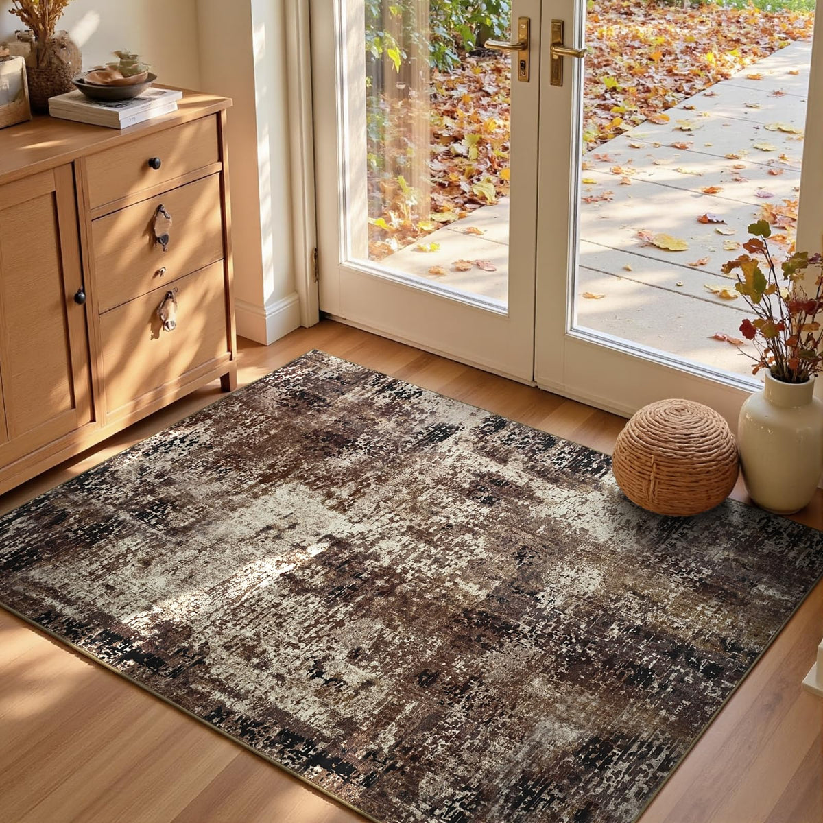 Entrance Rugs Indoor 2x3 Grey Entry Rug Washable Abstract Small Area Rug Non-Slip Low Pile Throw Rugs for Entryway, Kitchen Floor, Front Door Indoor Door Mat, Bathroom, Bedroom Bedside