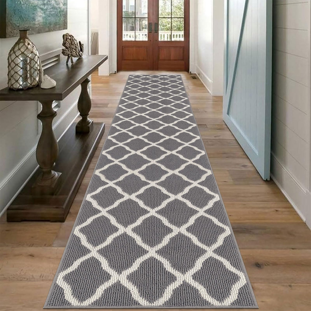 SHACOS Door Mats 20"x32" Indoor Washable Kitchen Entryway Rug Non Slip Absorbent Floor Mat for Home Entrance Garage, Light Gray