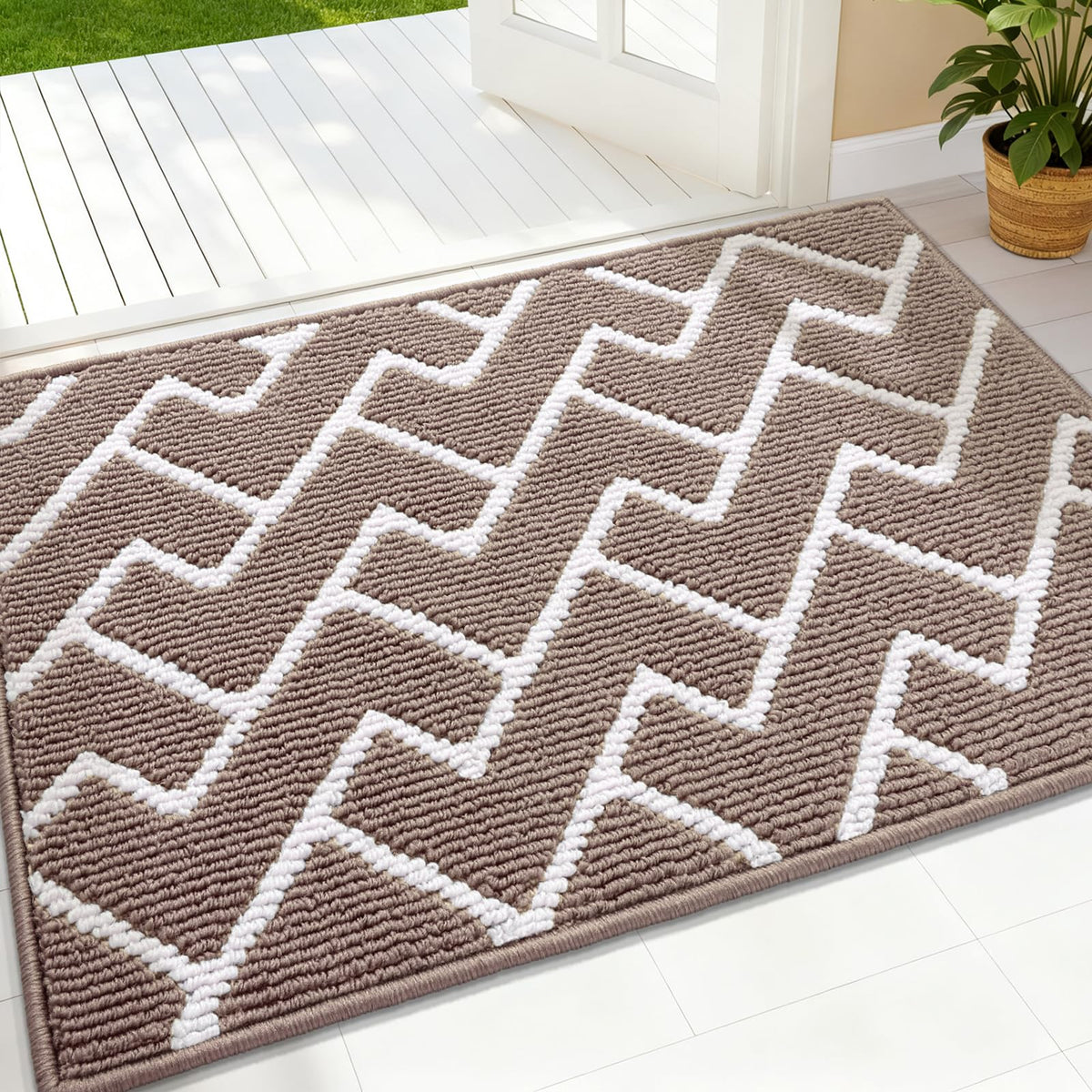 OLANLY Indoor Door Mat 32x20, Low-Profile Dirt Resistant Doormat, Grey