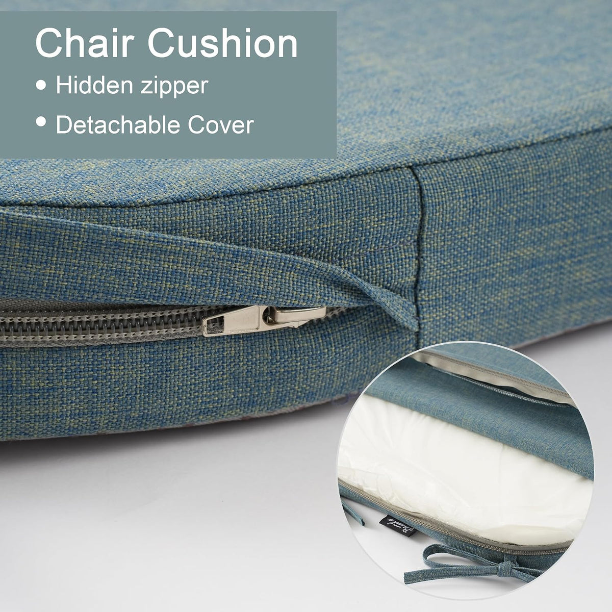 Battilo Chair Cushions for Dining Chairs, 16"x16"x2", Set of 2, Dusty Blue