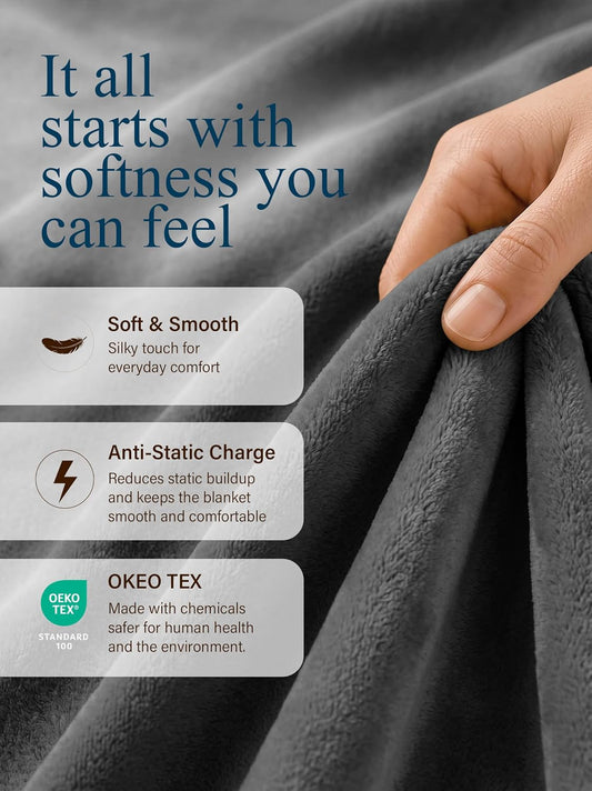 Utopia Bedding Ultra Soft Fleece Bed Blanket Throw Size Grey (50x60 Inches)