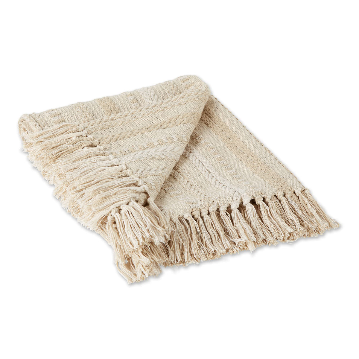 DII Braided Striped Throw Blanket, 50x60, Stone on Cream