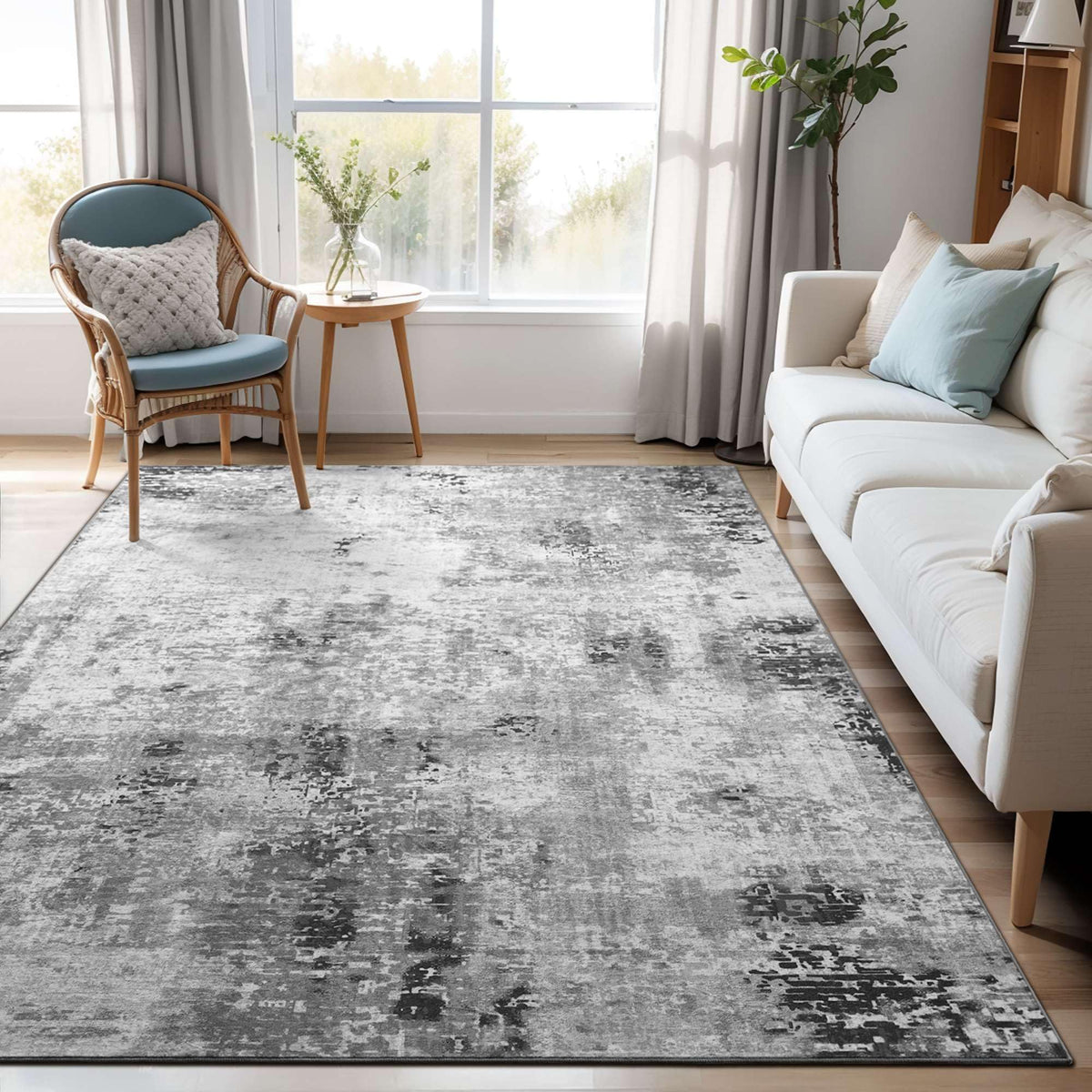 Entrance Rugs Indoor 2x3 Grey Entry Rug Washable Abstract Small Area Rug Non-Slip Low Pile Throw Rugs for Entryway, Kitchen Floor, Front Door Indoor Door Mat, Bathroom, Bedroom Bedside