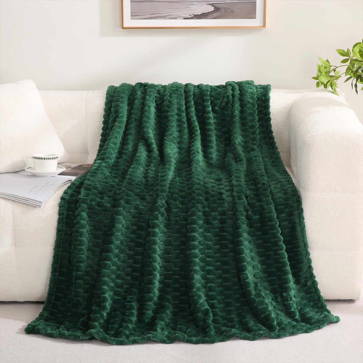 Red Throw Blanket 50"×60" inches Gifts for Mom Fuzzy 3D Jacquard Decorative