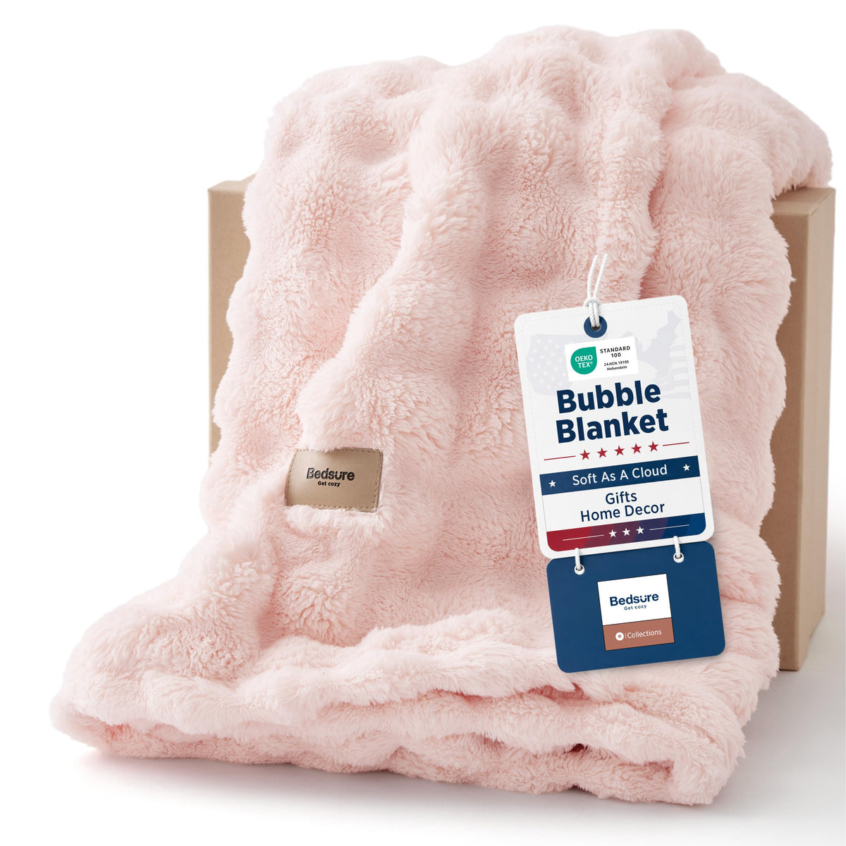 Bedsure Cloud Bubble Blanket, Soft Cozy Throw, Beige, 50"×60"