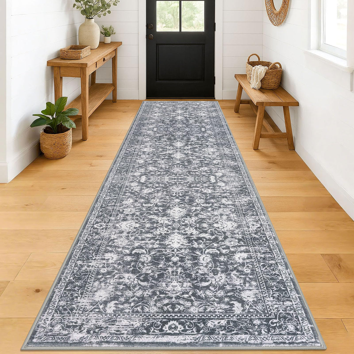 KILOCOCO 2x3 Washable Rug Small Entryway Rugs Indoor Door Mat, Blue/Navy