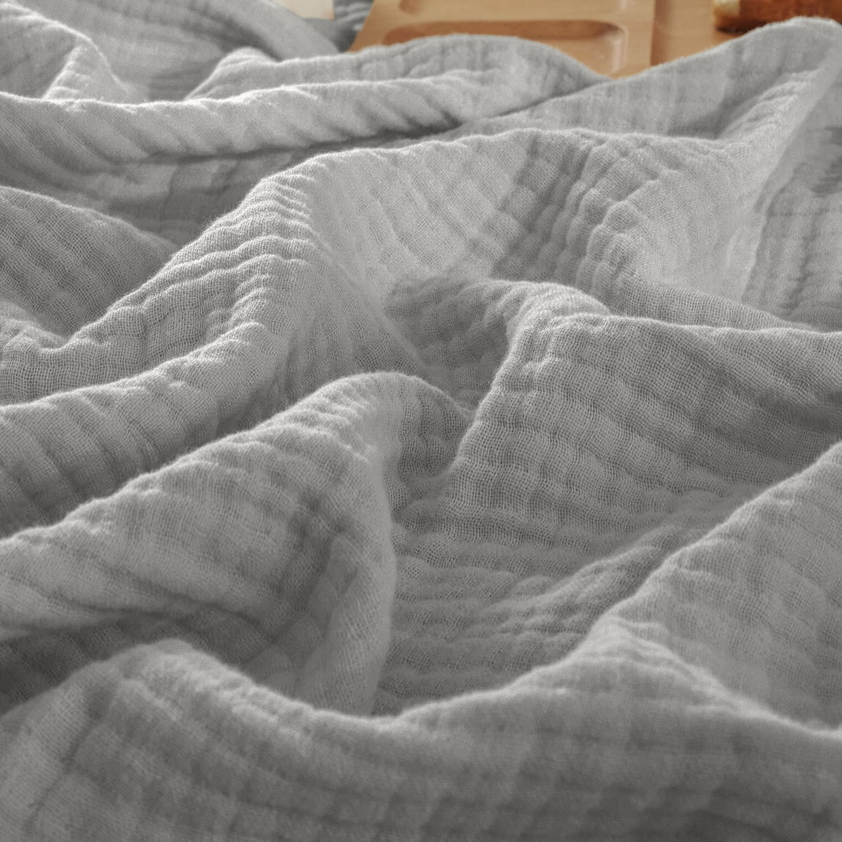 PHF 100% Cotton Muslin Blanket for Adults, Queen Size 90"X90", Taupe