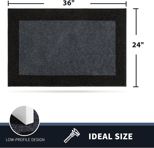 PURRUGS Dirt Trapping Indoor Door Mat, 24" x 36", Bluish Grey & Charcoal