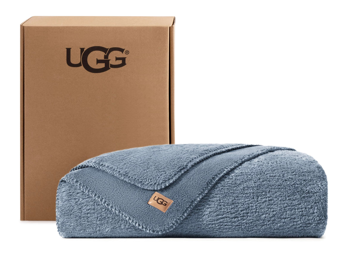 UGG Whitecap Throw Blanket, Soft Fleece Blanket, 50" x 70", Seal Grey