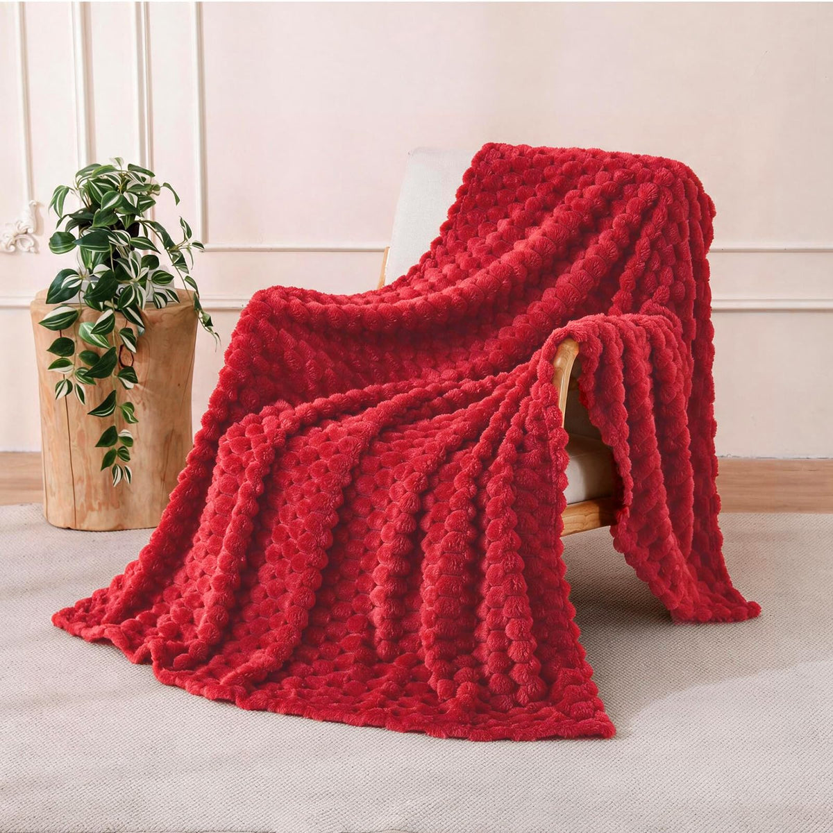 Fleece Throw Blanket, Light Brown, 50"×60" for Couch Sofa Bed