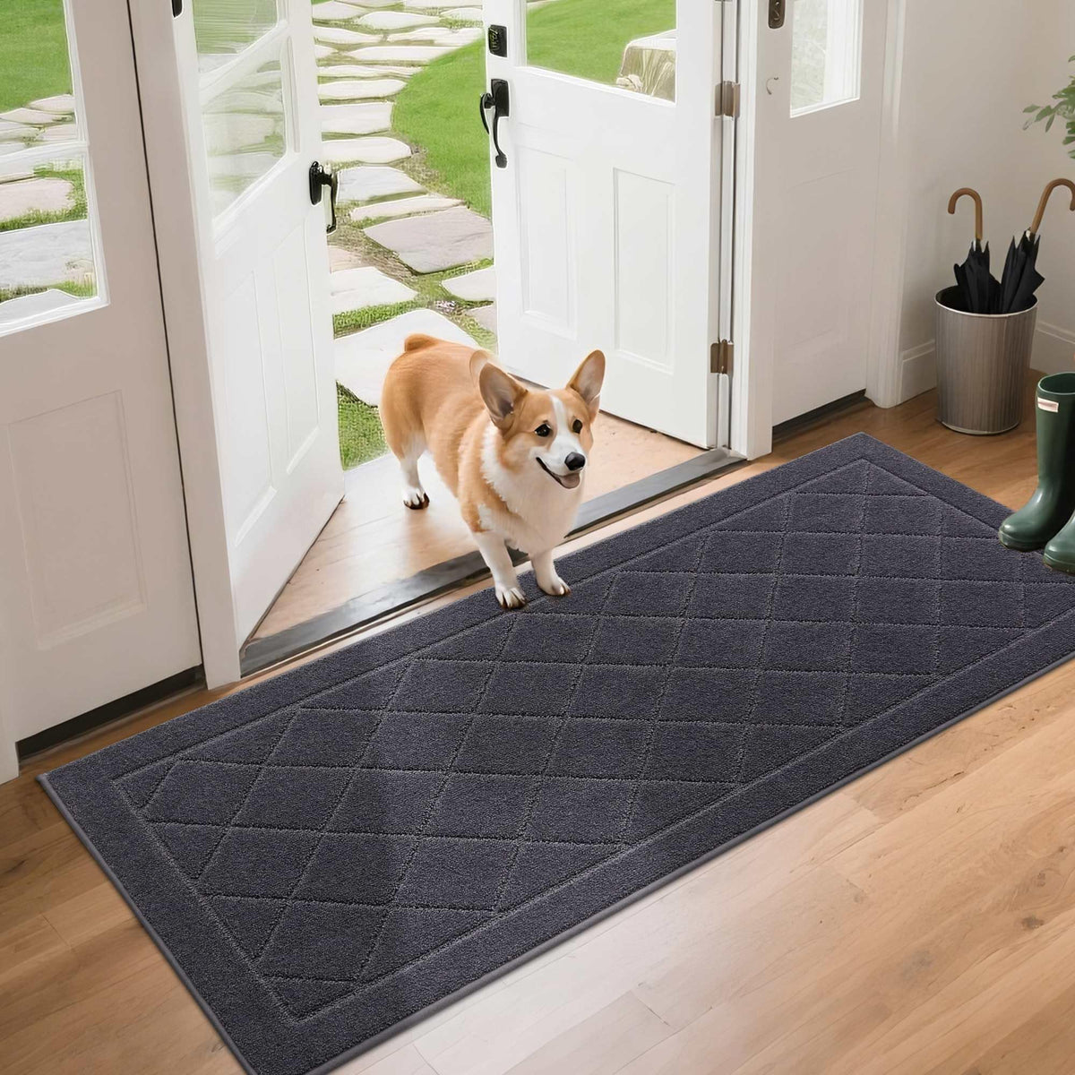 BEQHAUSE Dirt Trapper Door Mat 32" x 48", Doormat Non-Slip, Dark Grey
