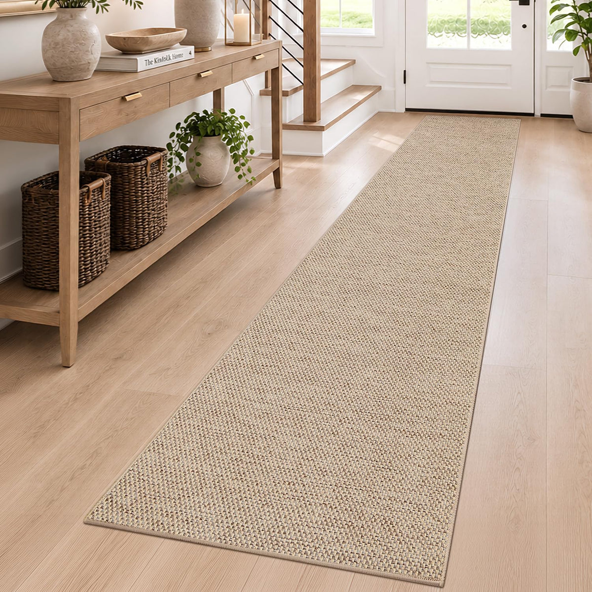 DEXI Thin Door Mat Indoor Entrance 24x36, Non Slip Entryway Mat, Dark Beige