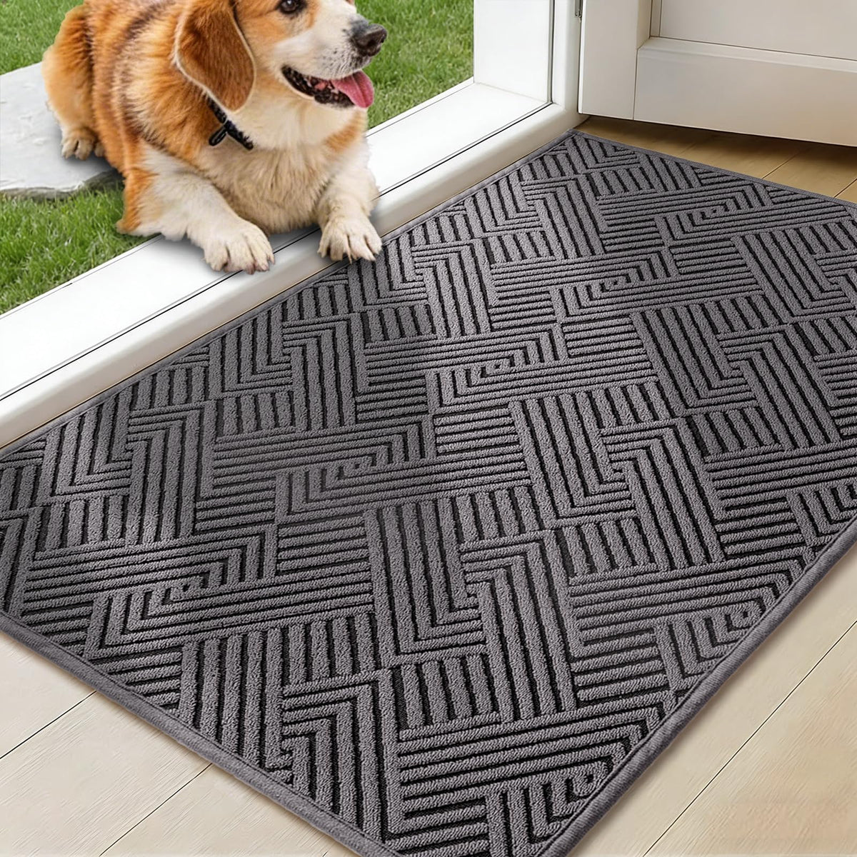YIHOUSE Indoor Door Mat 24" x 36", Non-Slip Washable Entryway Mat, Dirt Trapper Absorbent Entrance Mat, Low Profile Floor Mat for Front/Back Door, Entryway, Brown