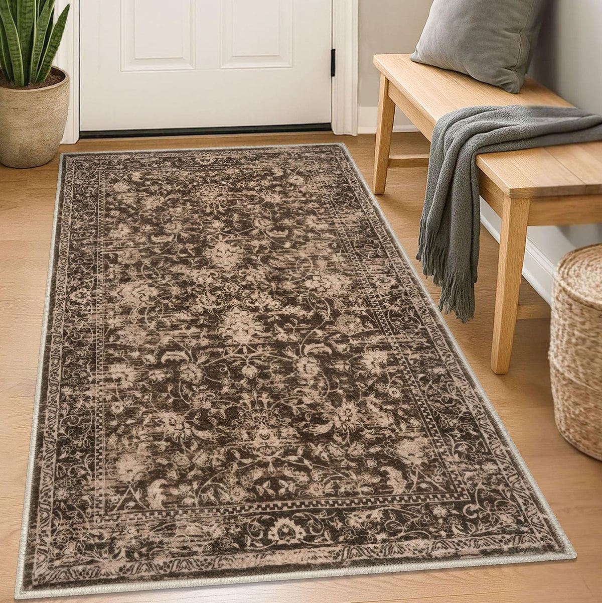 KILOCOCO 2x3 Washable Rug Small Entryway Rugs Indoor Door Mat, Blue/Navy