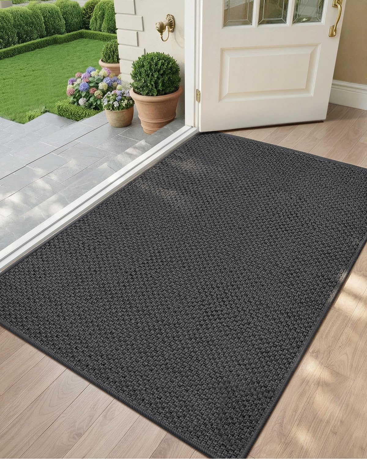 Color&Geometry Ultra-Thin Indoor Door Mat Entrance, 17"x30" Heather Khaki