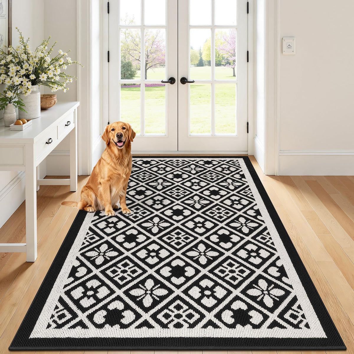 Ileading Fall Indoor Door Mat Washable Orange Muddy Rugs for Dogs 2x3ft