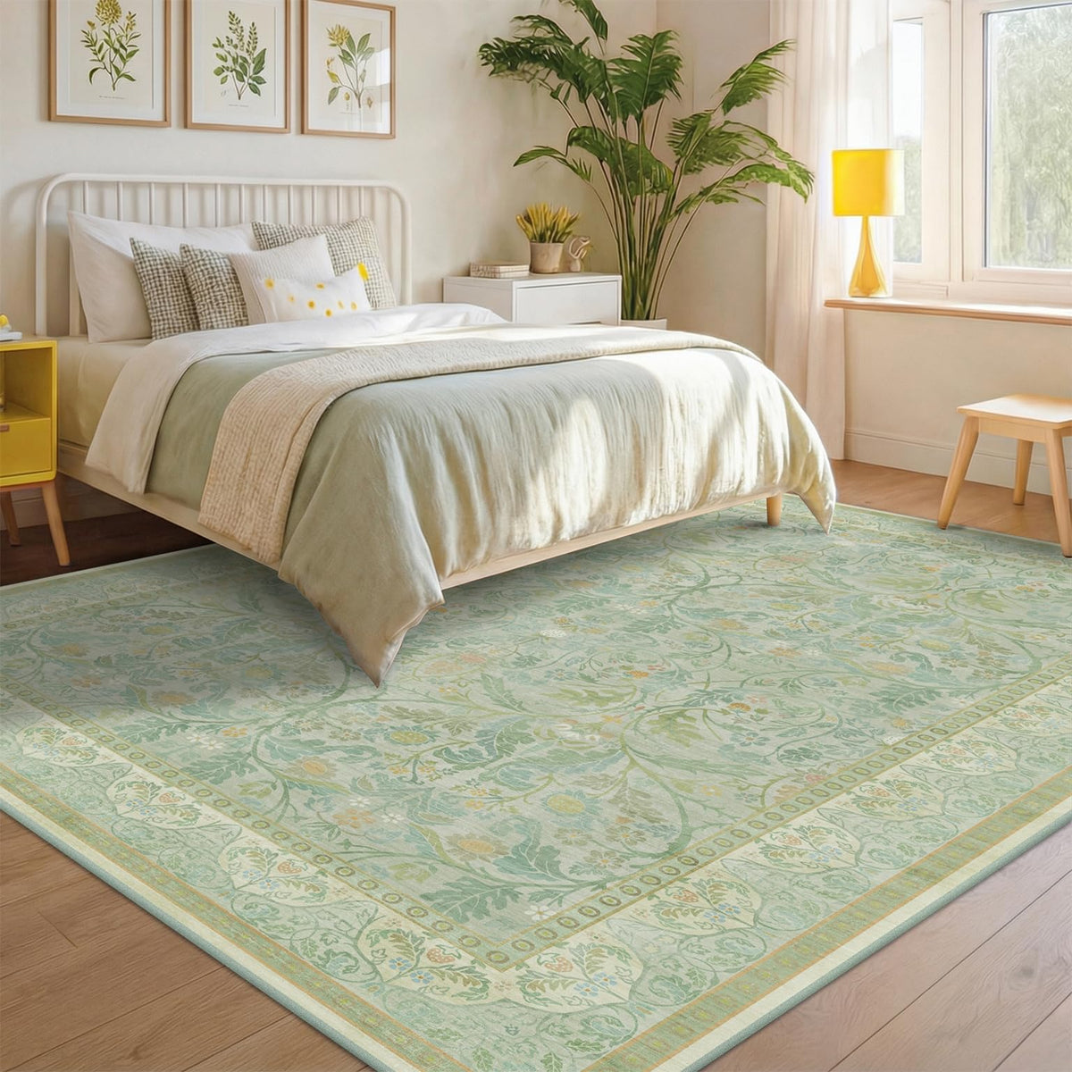 Dark Brown 2x3 Washable Entry Rug, Throw Small Rugs for Entryway Kitchen Bathroom Indoor Door Mat, Farmhouse Floral & Botanical Door Mats, Low Pile Soft Stain Resistant Carpet