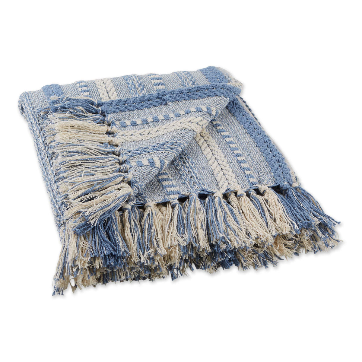 DII Braided Striped Throw Blanket, 50x60, Stone on Cream