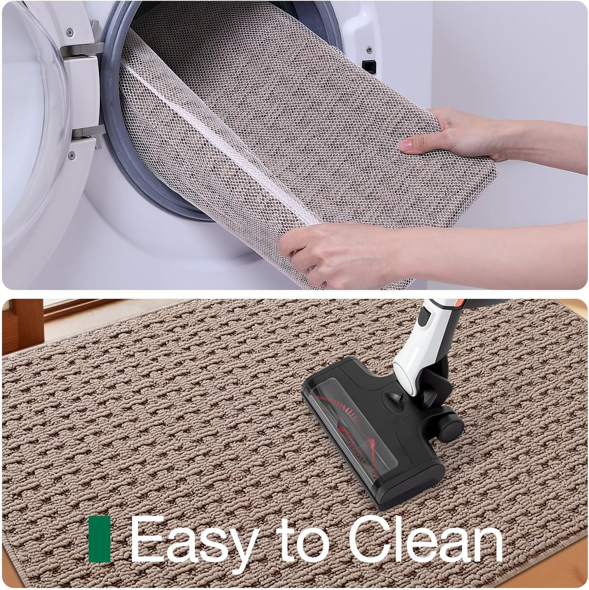LUMI Washable Indoor Door Mat for Entryway 24x36, Entrance Mat, Taupe