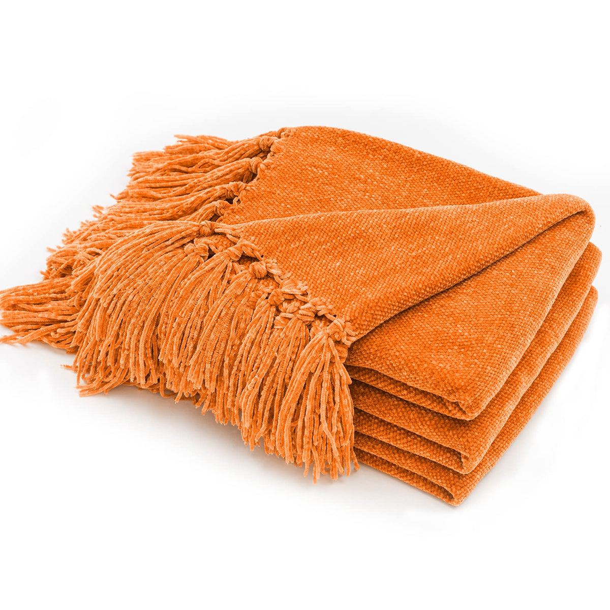 RECYCO Throw Blanket Soft Cozy Chenille Throw Blanket with Fringe Tassel for Couch Sofa Chair Bed Living Room Gift (Rust, 50" x 60")