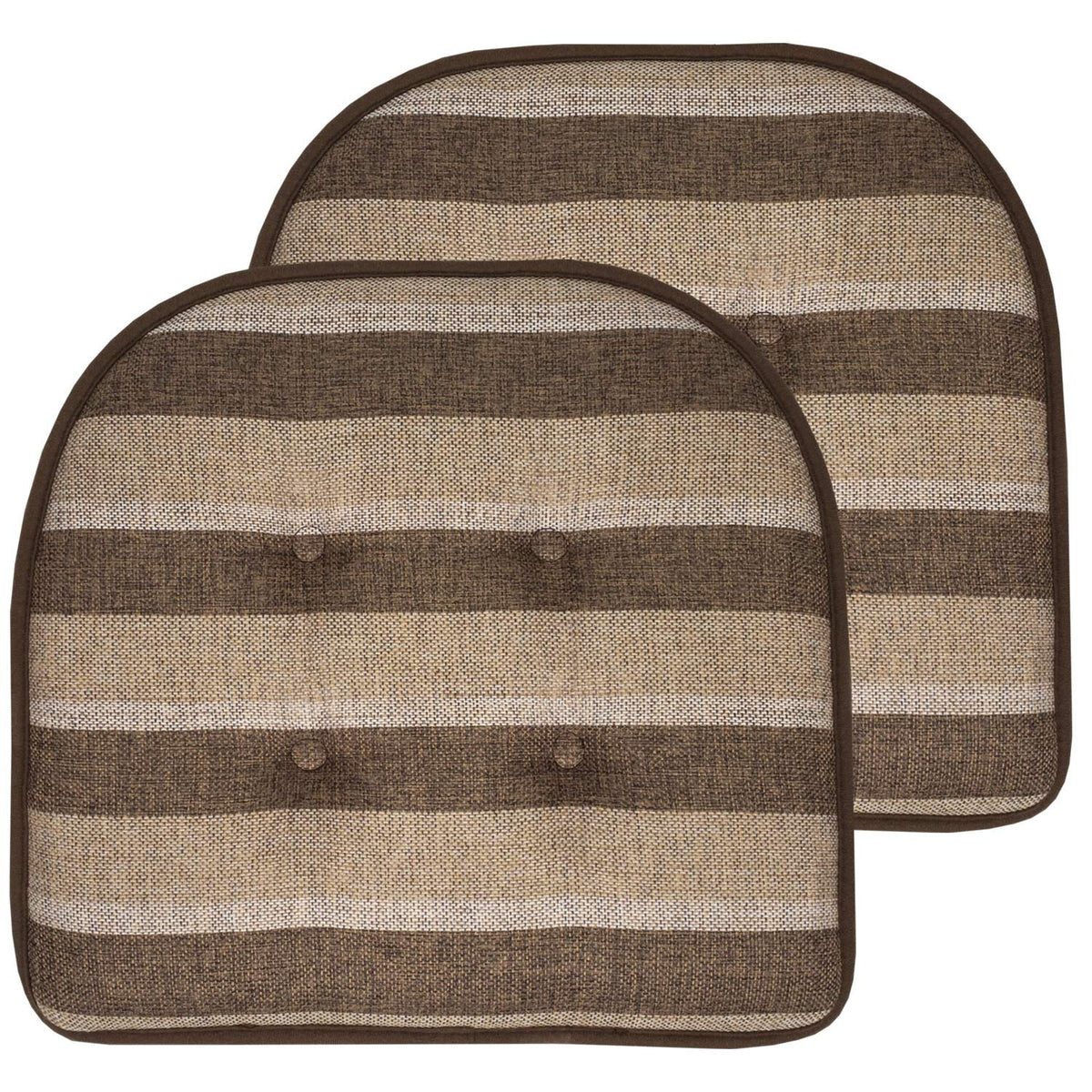 Sweet Home Collection Chair Cushion Memory Foam Pads Tufted Slip Non Skid Rubber Back U-Shaped 17" x 16" Seat Cover, 4 Count (Pack of 1), Army Green