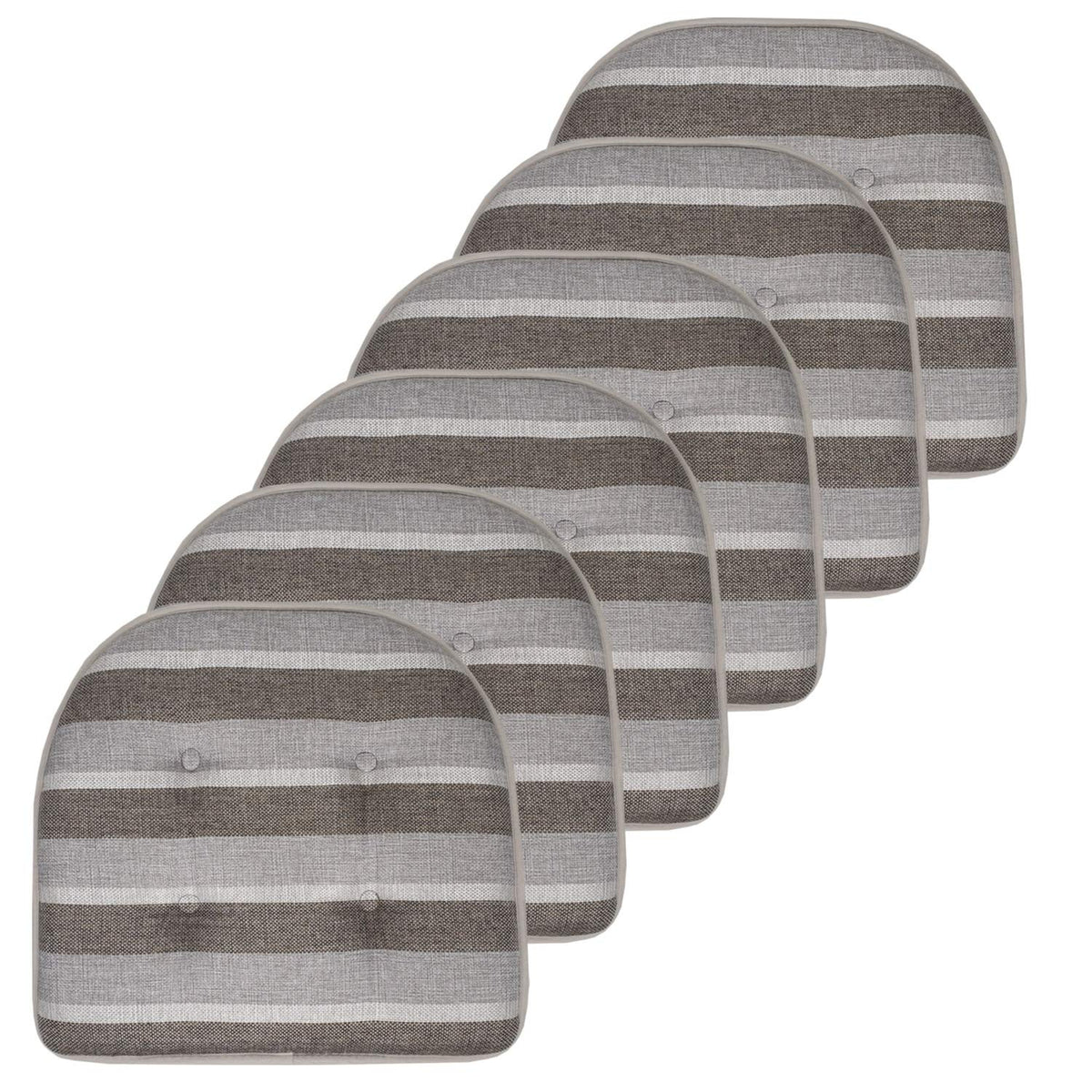 Sweet Home Collection Chair Cushion Memory Foam Pads Tufted Slip Non Skid Rubber Back U-Shaped 17" x 16" Seat Cover, 4 Count (Pack of 1), Army Green