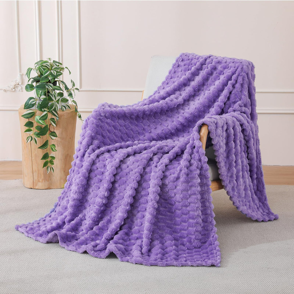Fleece Throw Blanket, Light Brown, 50"×60" for Couch Sofa Bed