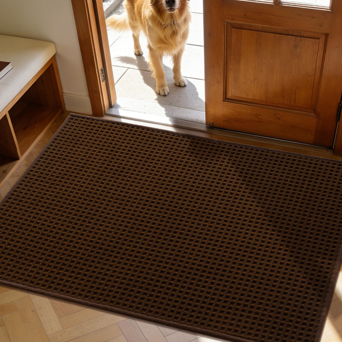 YIHOUSE Indoor Door Mat 24" x 36", Non-Slip Washable Entryway Mat, Dirt Trapper Absorbent Entrance Mat, Low Profile Floor Mat for Front/Back Door, Entryway, Khaki
