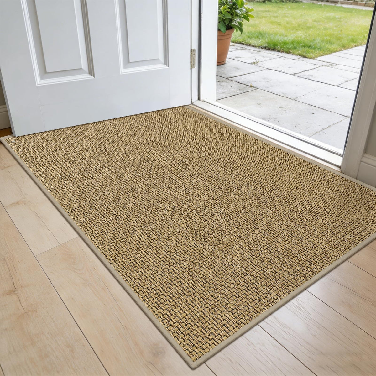 LEKEEPGO Ultra Thin Indoor Door Mat 17"x29", Non Slip Door Mat, Khaki