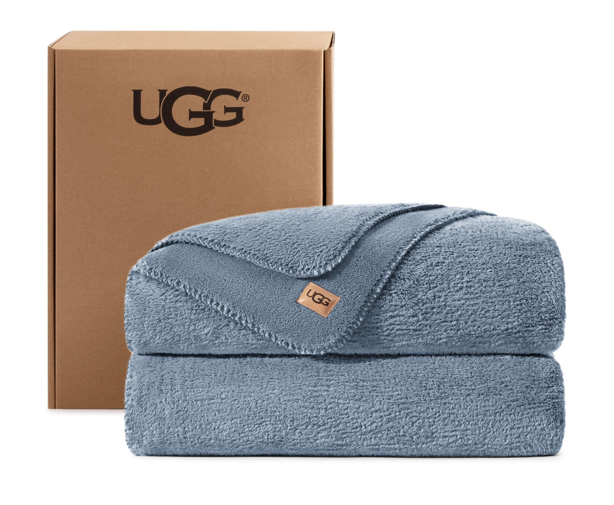 UGG Whitecap Throw Blanket, Soft Fleece Blanket, 50" x 70", Seal Grey