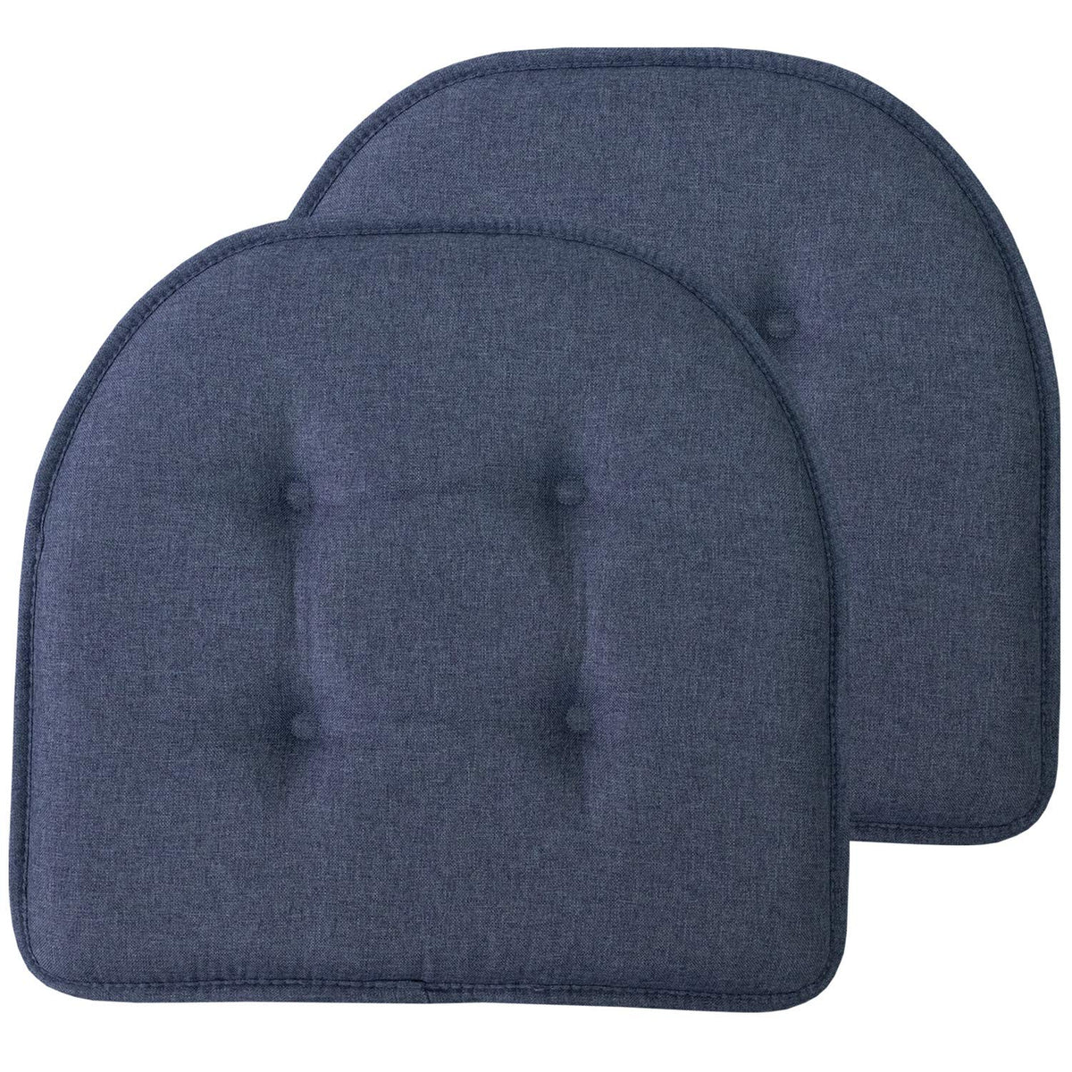 Sweet Home Collection Chair Cushion Memory Foam Pads Tufted Slip Non Skid Rubber Back U-Shaped 17" x 16" Seat Cover, 4 Count (Pack of 1), Army Green