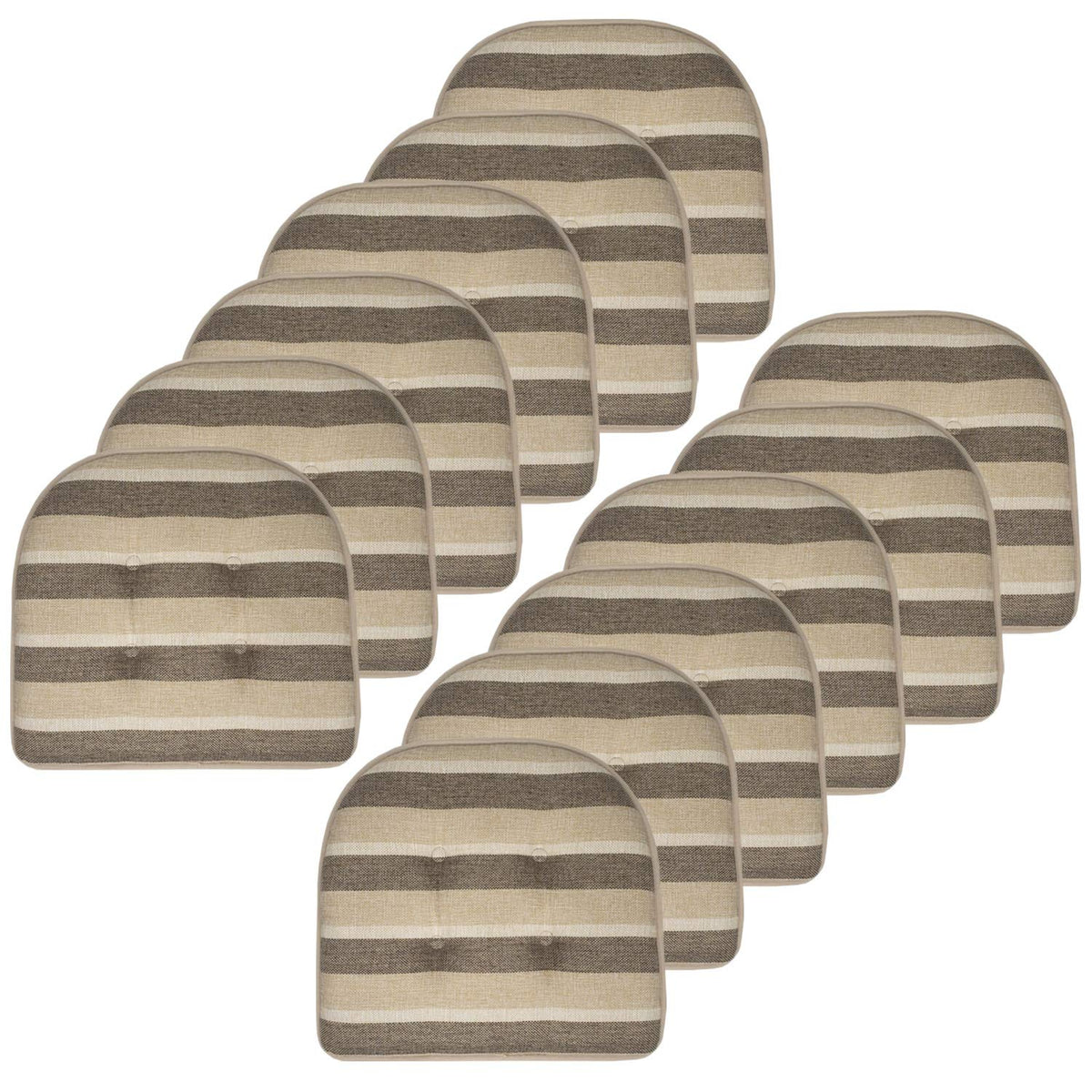 Sweet Home Collection Chair Cushion Memory Foam Pads Tufted Slip Non Skid Rubber Back U-Shaped 17" x 16" Seat Cover, 4 Count (Pack of 1), Army Green