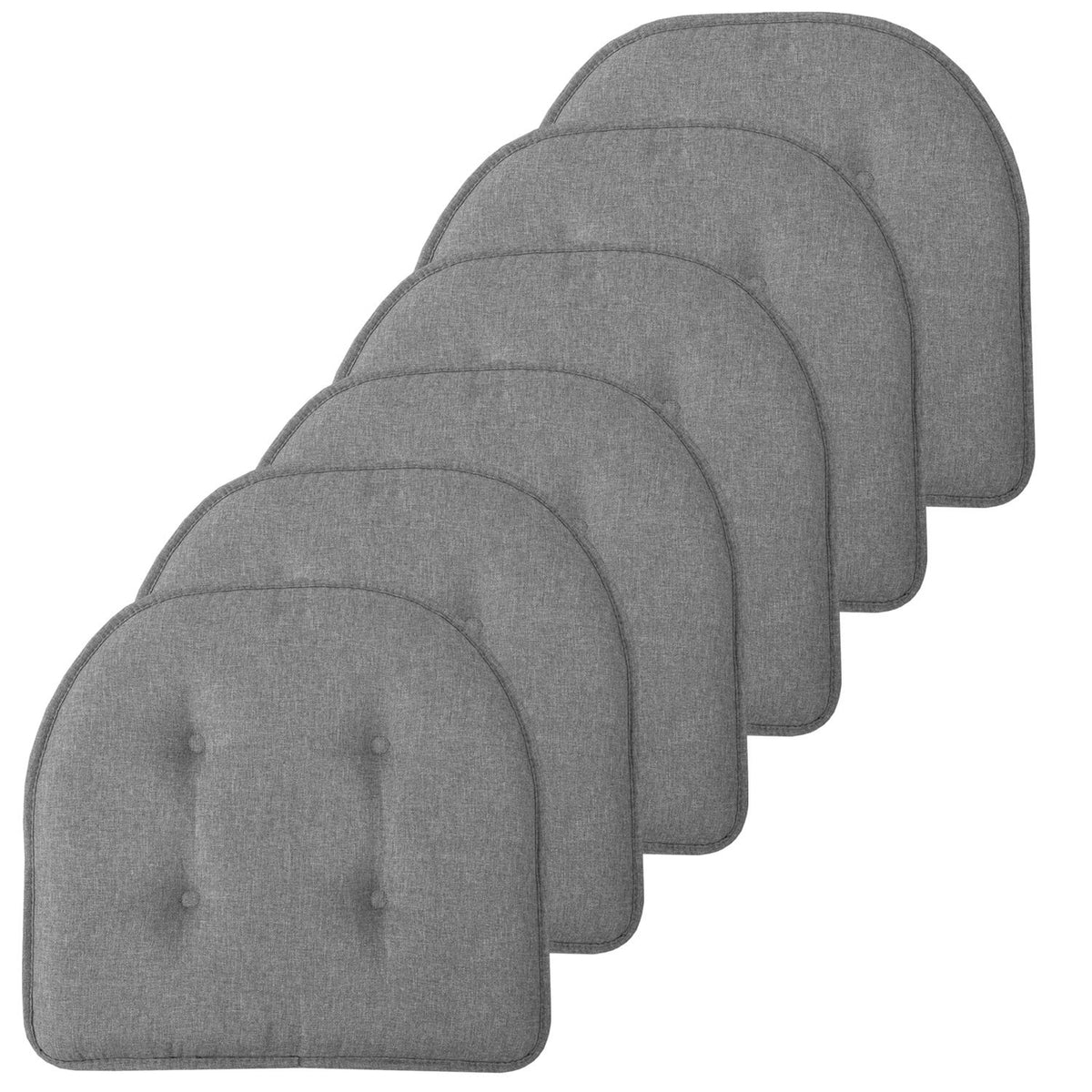 Sweet Home Collection Chair Cushion Memory Foam Pads Tufted Slip Non Skid Rubber Back U-Shaped 17" x 16" Seat Cover, 4 Count (Pack of 1), Army Green