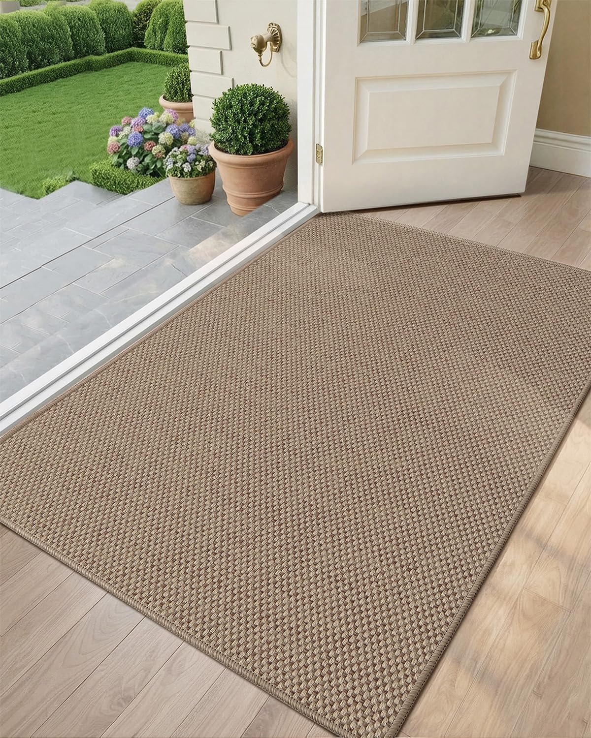 Color&Geometry Ultra-Thin Indoor Door Mat Entrance, 17"x30" Heather Khaki
